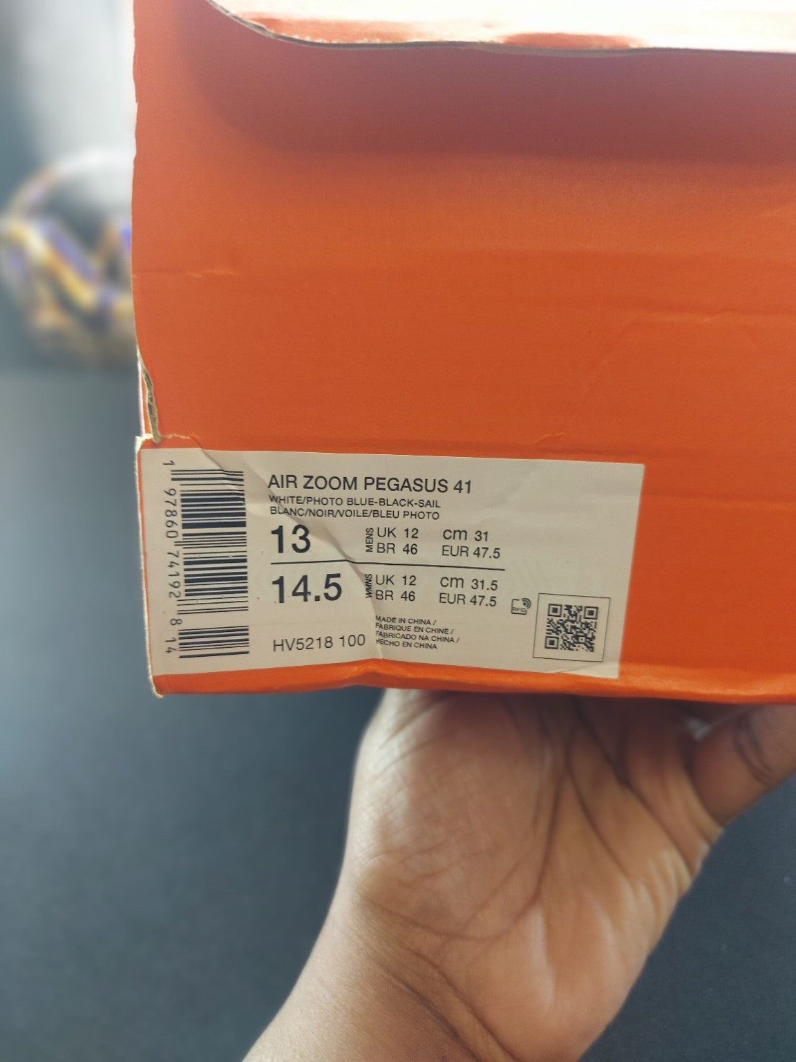 Nike Air Zoom Pegasus 41 box label men's size 13