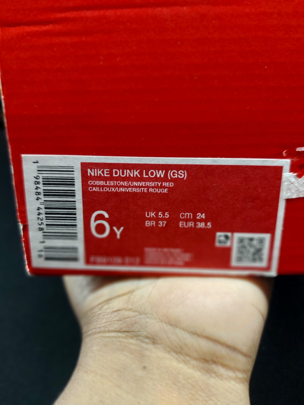 Nike Dunk Low GS Cobblestone University Red 6Y view 4