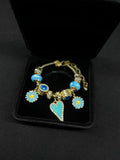 Turquoise Daisy Heart Charm Bracelet photo 1