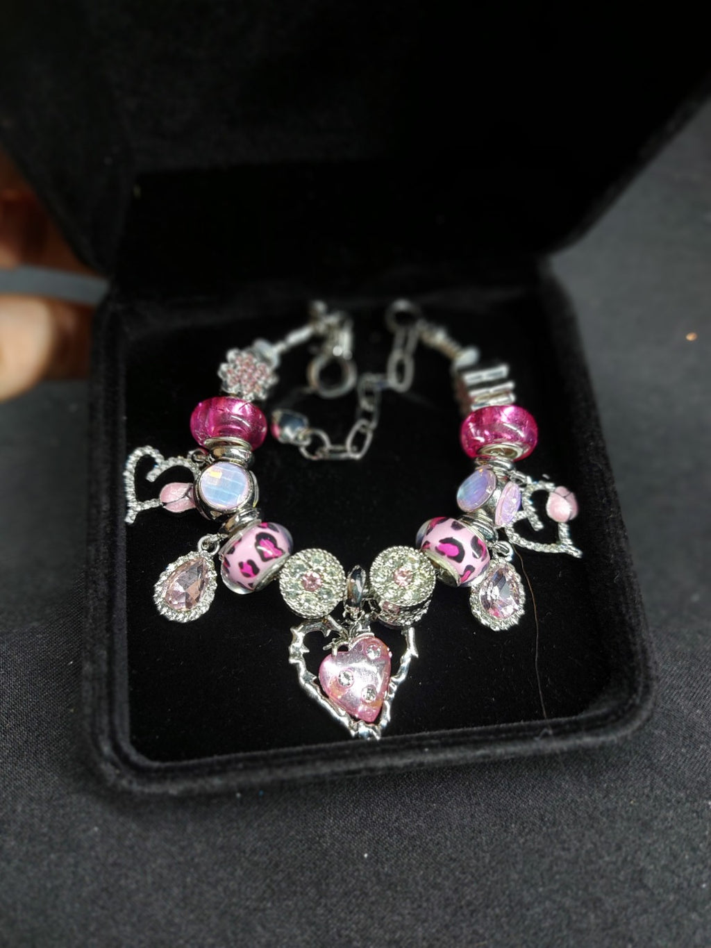 Pink Leopard Love Charm Bracelet photo 3