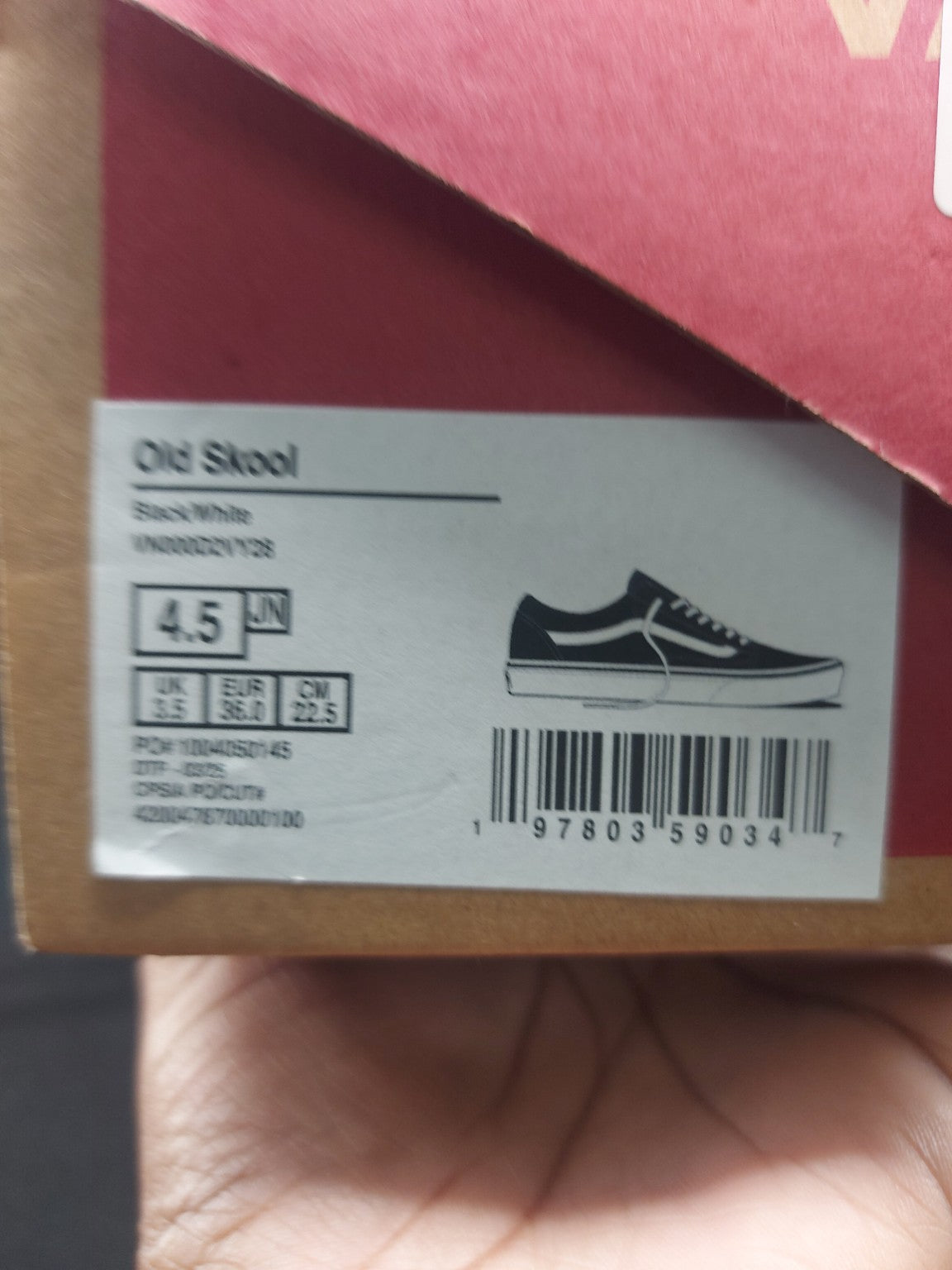 Vans Old Skool Black White junior 4.5 original photo 3