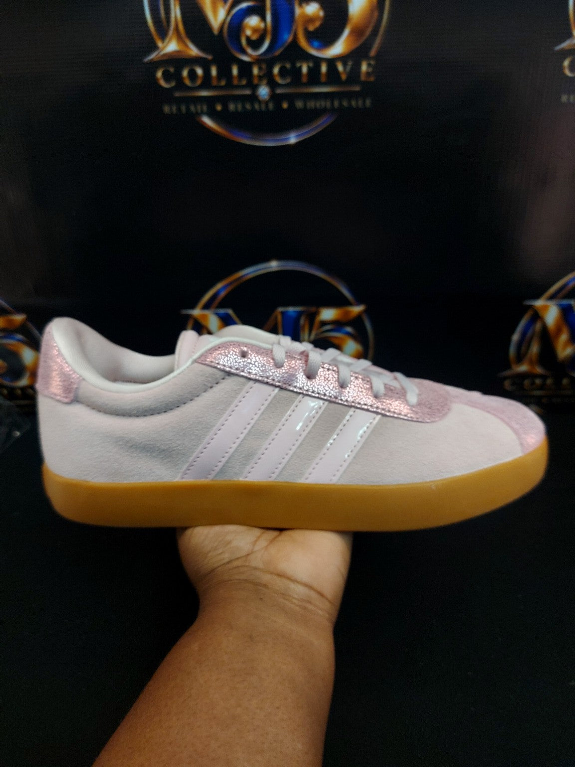 Adidas VL Court 3.0 K pink metallic size 7Y original photo 2