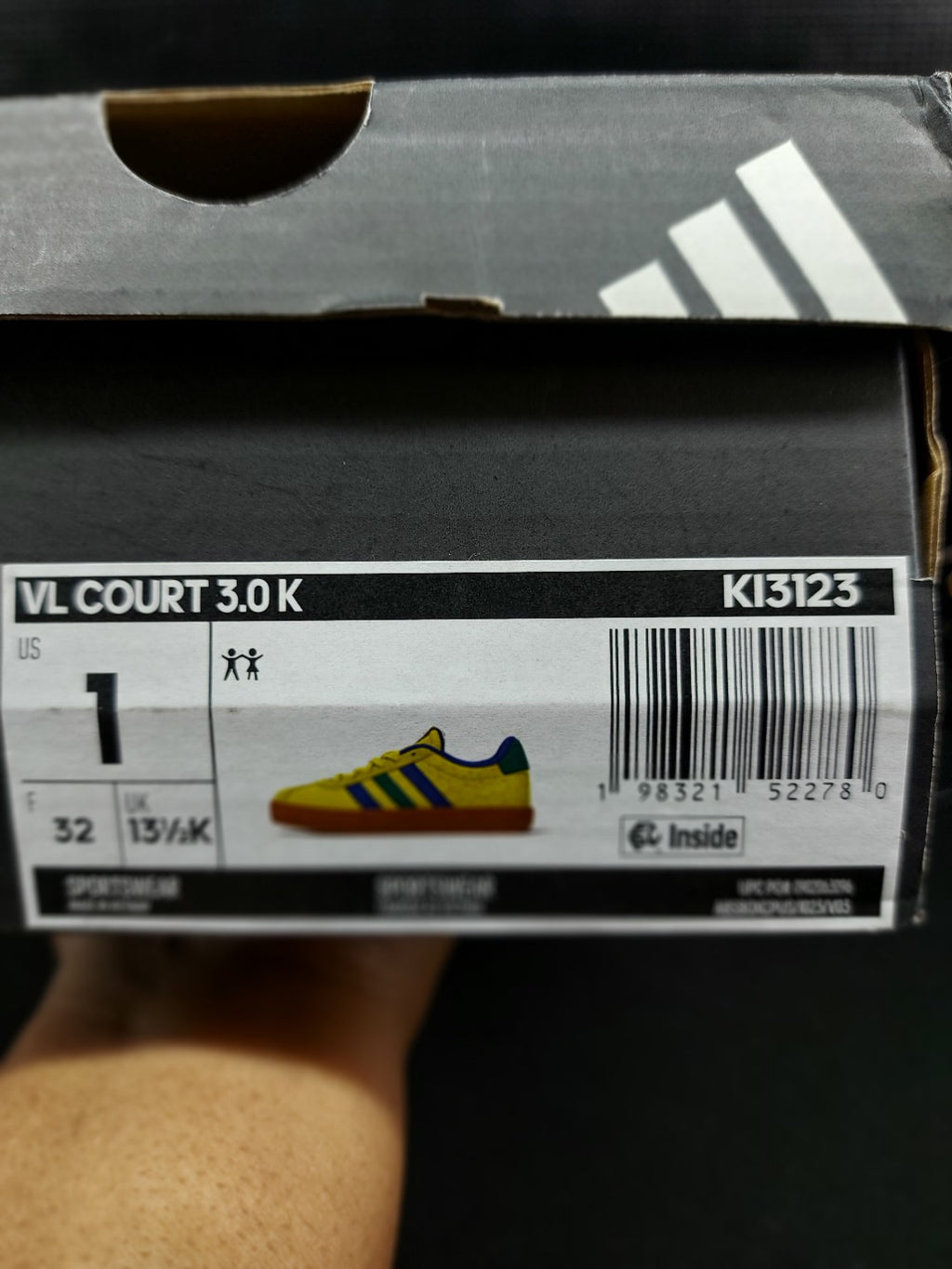 Adidas VL Court 3.0 K yellow blue green size 1Y photo 3