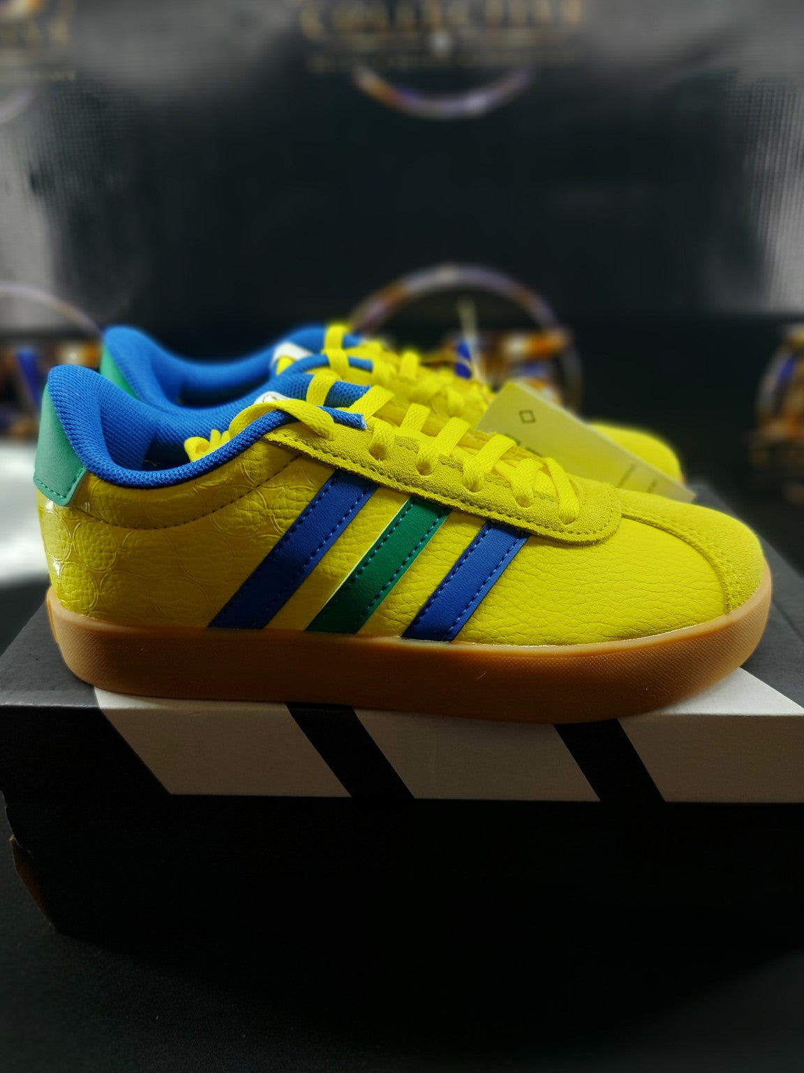 Adidas VL Court 3.0 K yellow blue green size 1Y photo 4