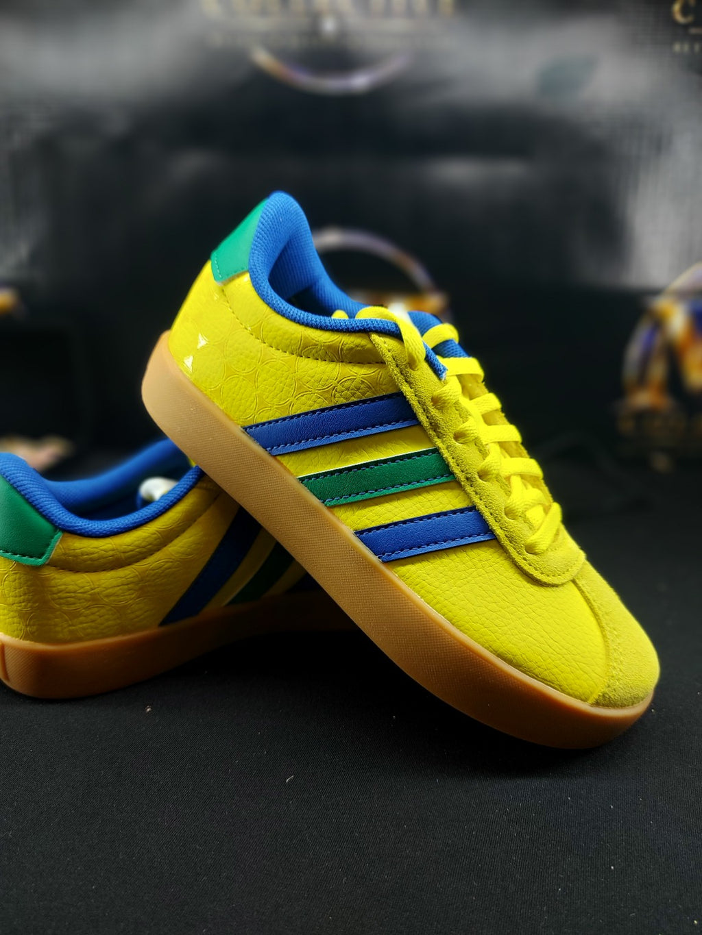 Adidas VL Court 3.0 K yellow blue green size 1Y photo 1