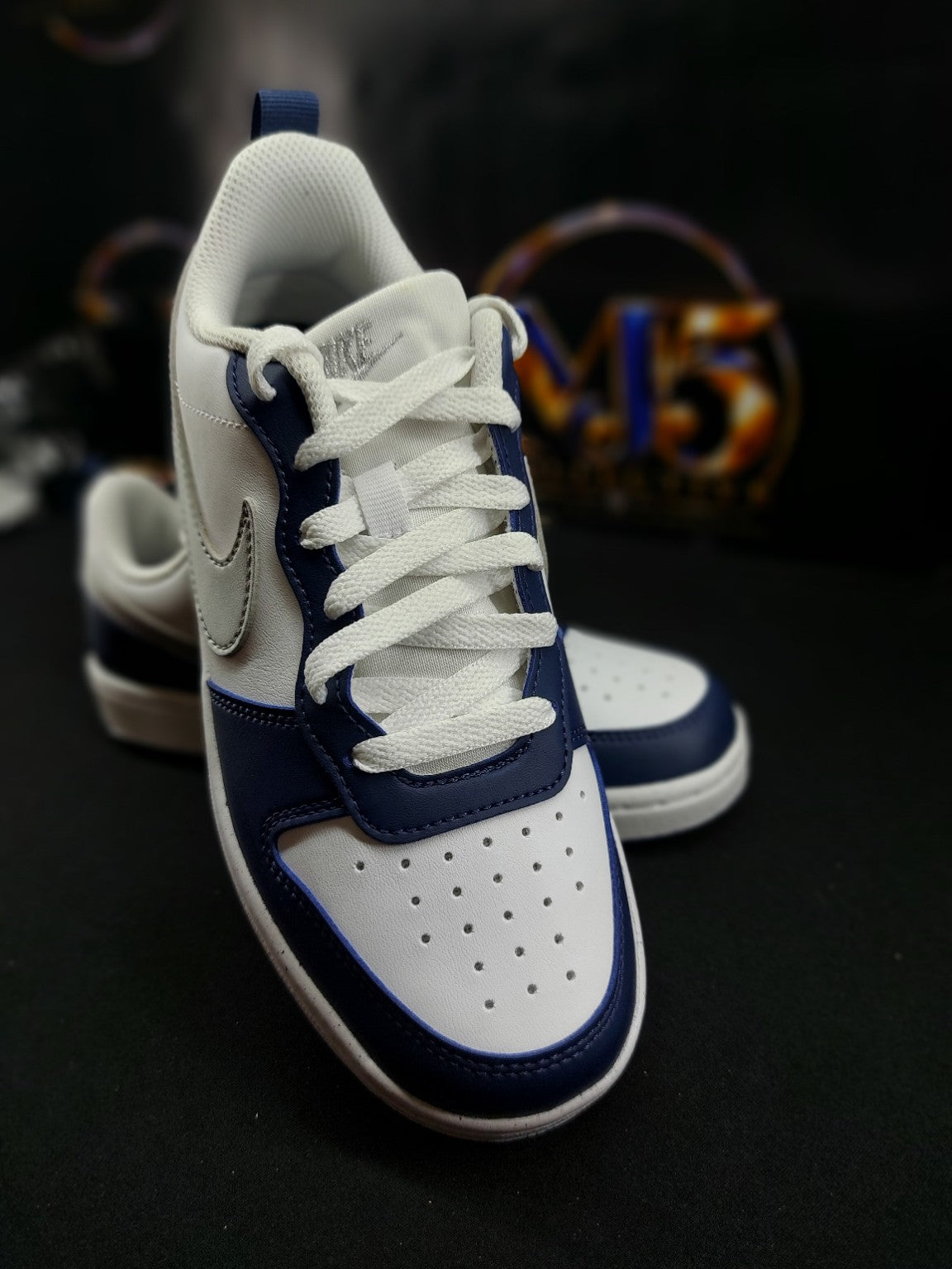 Nike Court Borough Low Recraft (GS) – White/Metallic Silver/Navy – 4.5Y