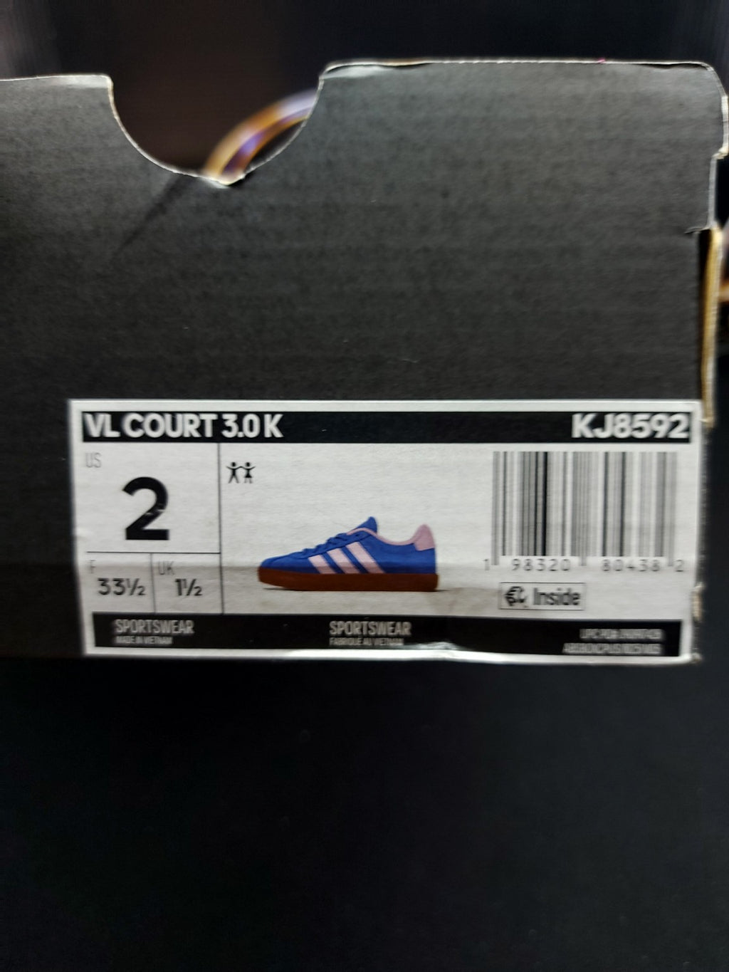 Adidas VL Court 3.0 K kids size 2 photo 3