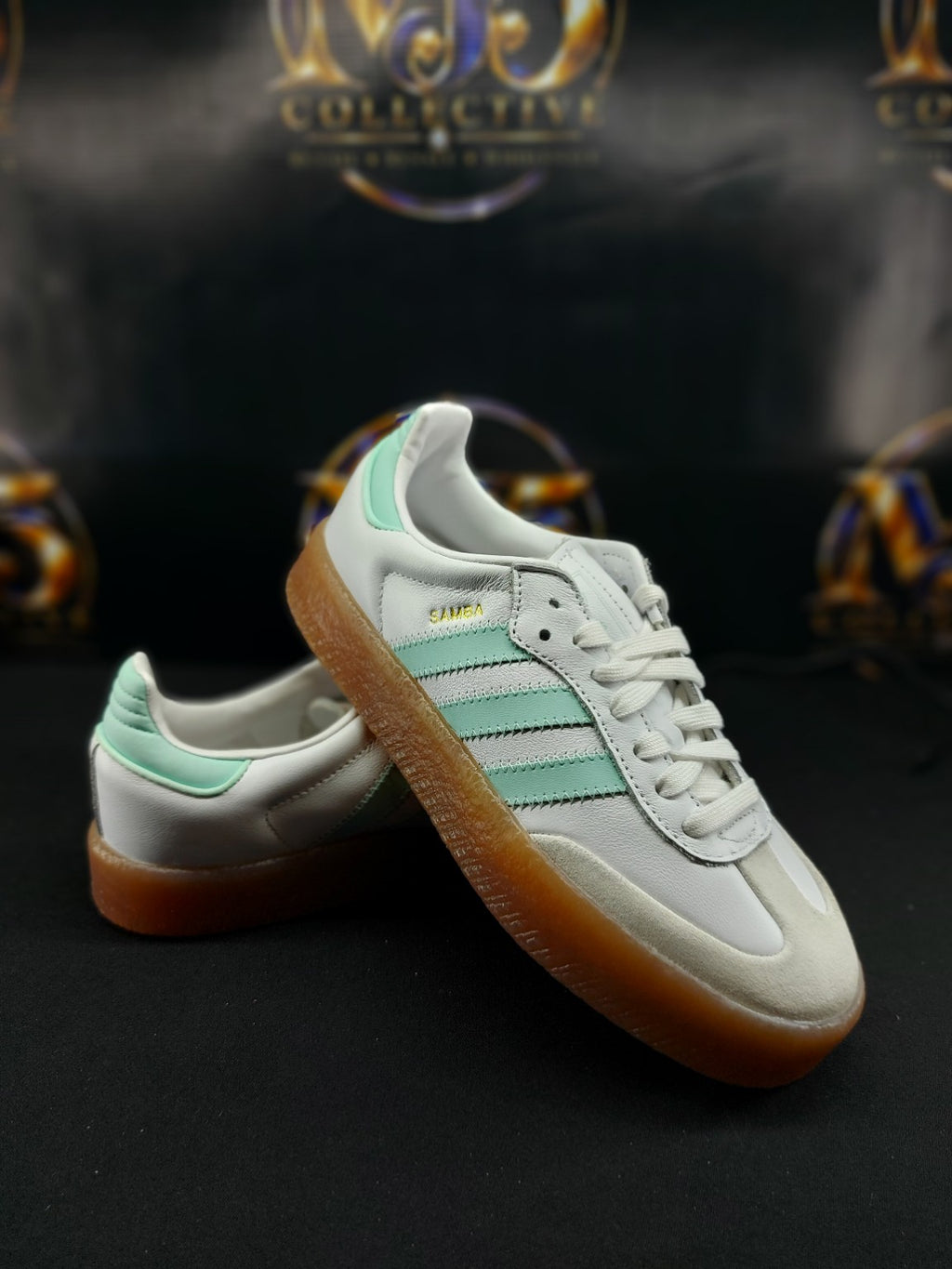 Adidas Sambae J – White/Mint Green/Gum – 4.5Y