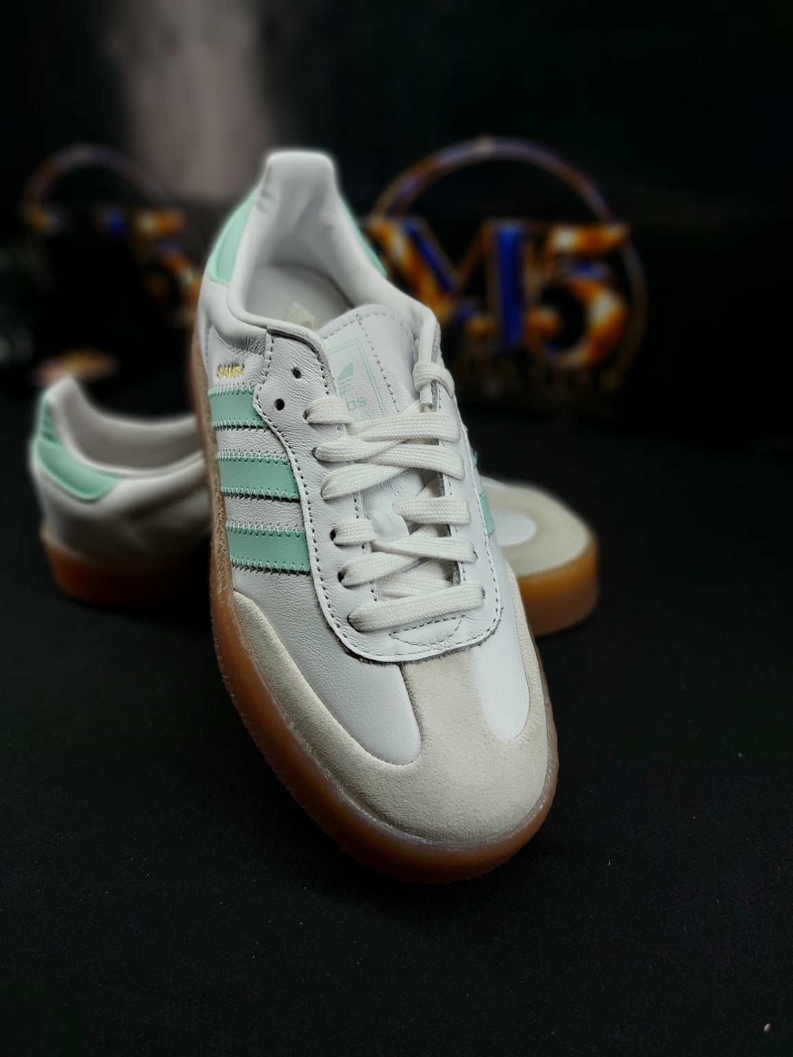 Adidas Sambae J – White/Mint Green/Gum – 4.5Y