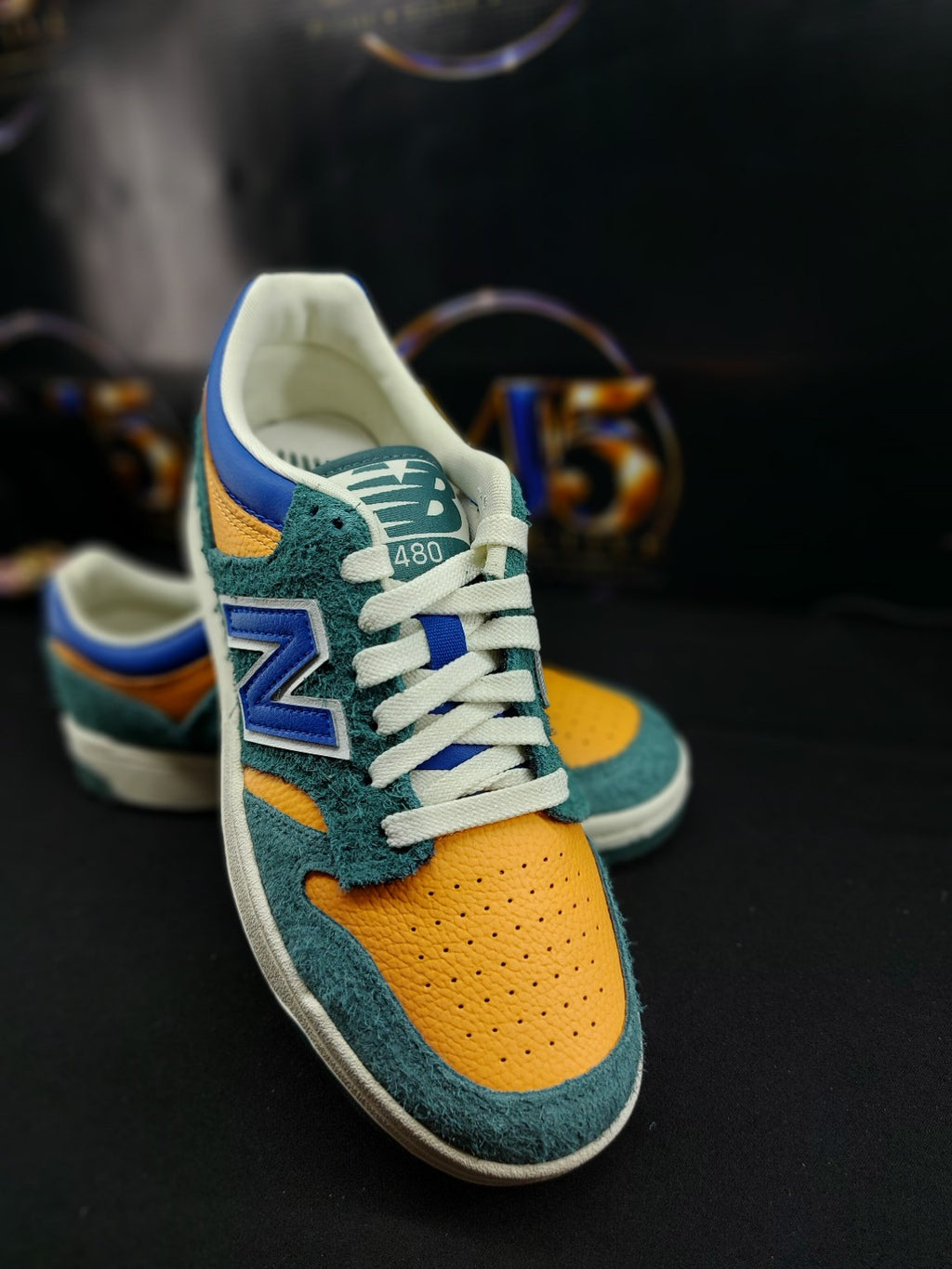 New Balance 480 Kids – Green/Orange – Size 7Y