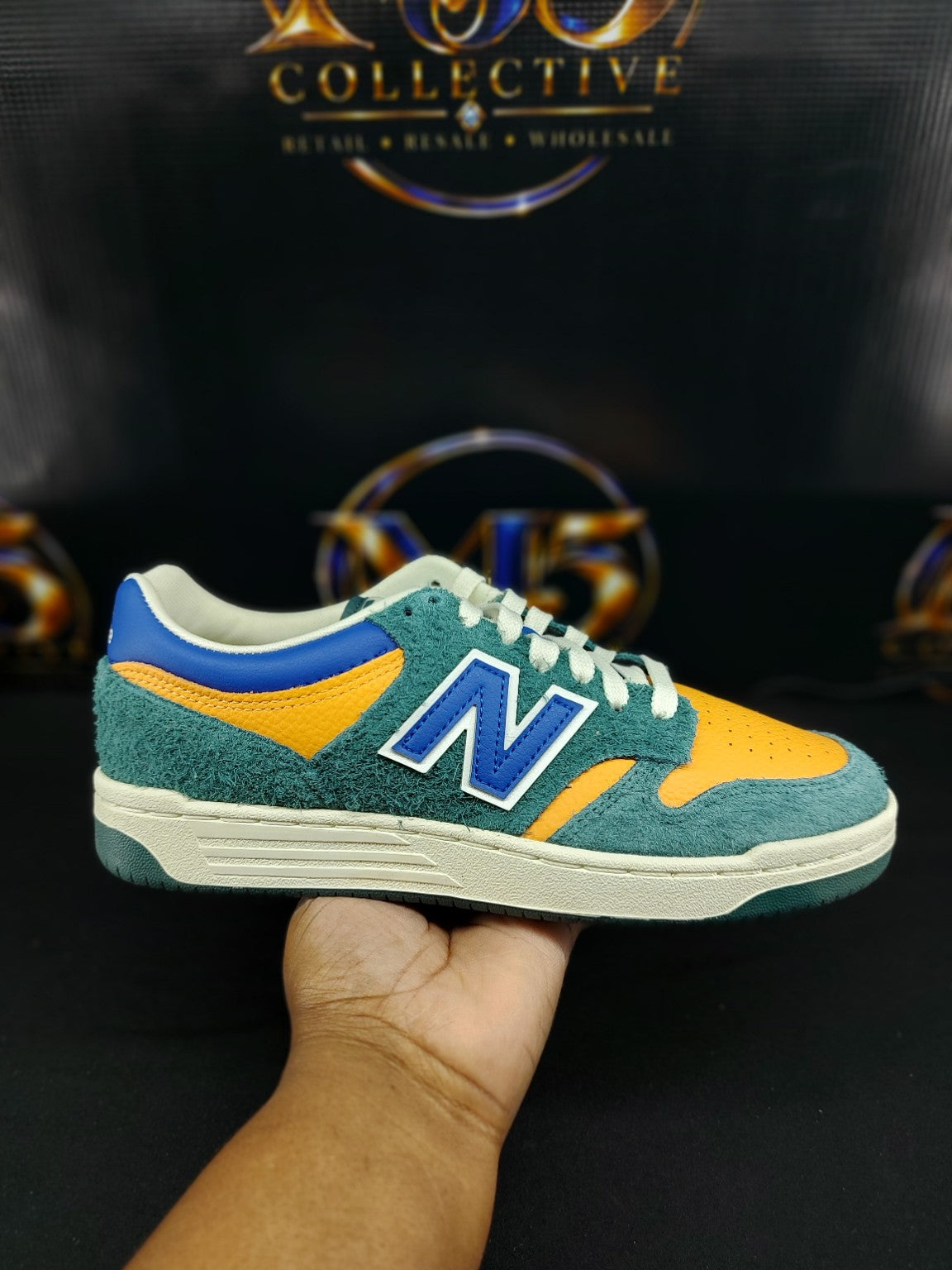 New Balance 480 Kids – Green/Orange – Size 7Y