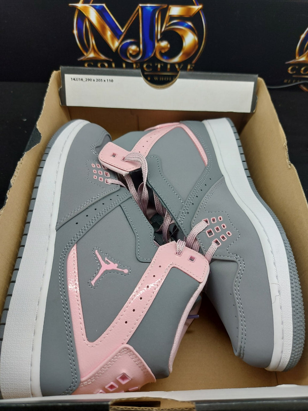 Girls Jordan 1 Flight (GS) – Cool Grey/Liquid Pink/White – 6.5Y
