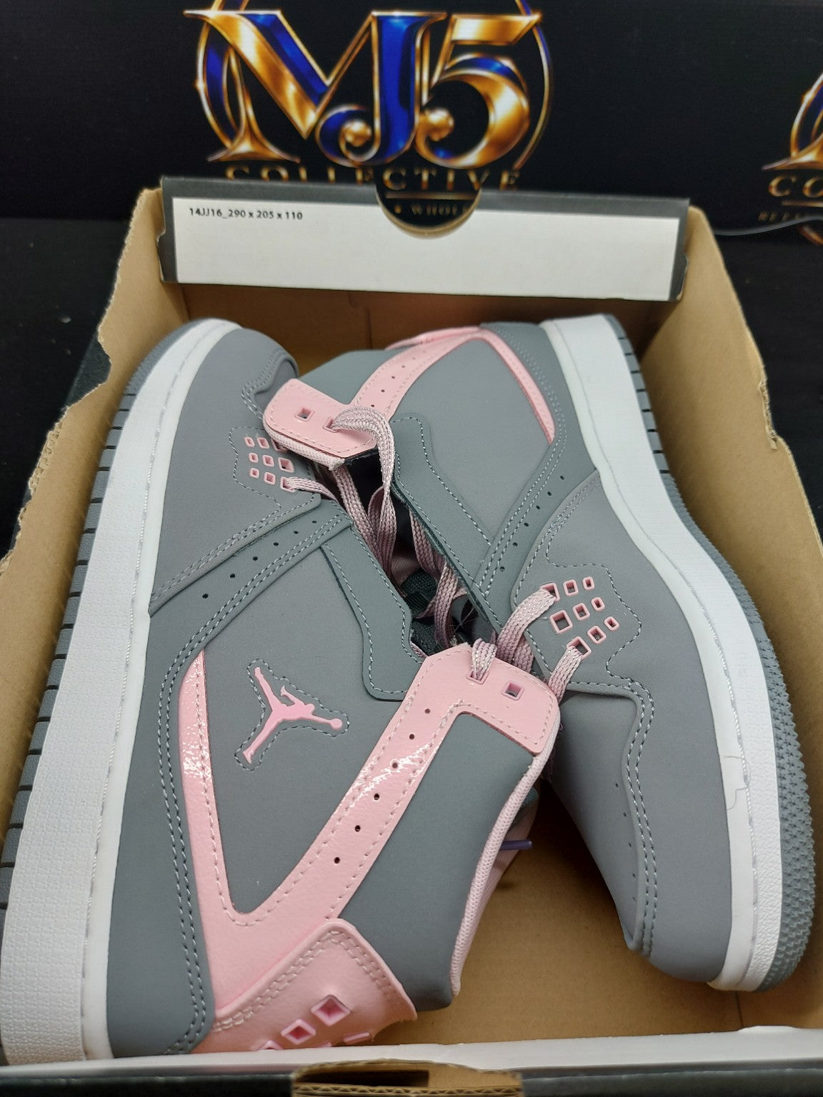 Girls Jordan 1 Flight (GS) – Cool Grey/Liquid Pink/White – 6.5Y