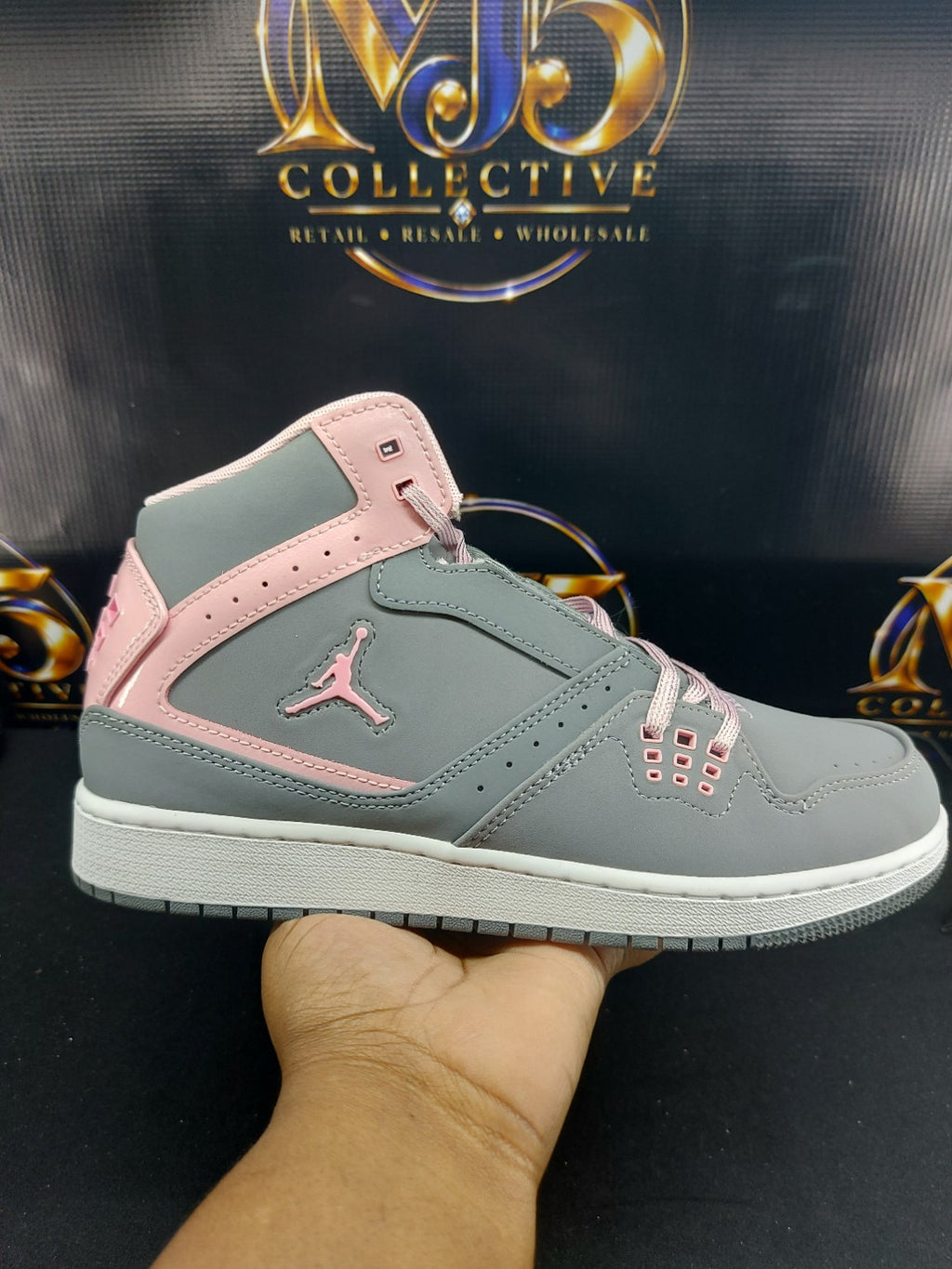 Girls Jordan 1 Flight (GS) – Cool Grey/Liquid Pink/White – 6.5Y