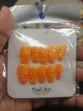 Sparkling Orange Glitter Press-On Nails | XS