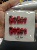 Red & Black Star Rhinestone Press-On Nails | XS