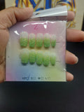 Mint Green Ombré Glitter Press-On Nails | XS