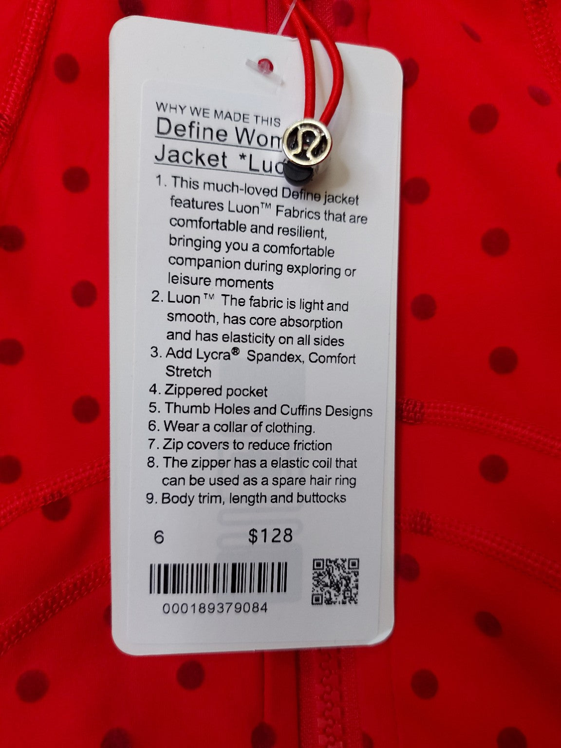 Red polka dot jacket and matching leggings set, original product photo