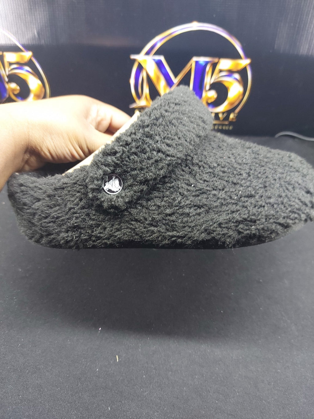 Crocs black faux fur slippers J4 original MJ5 Collective photo