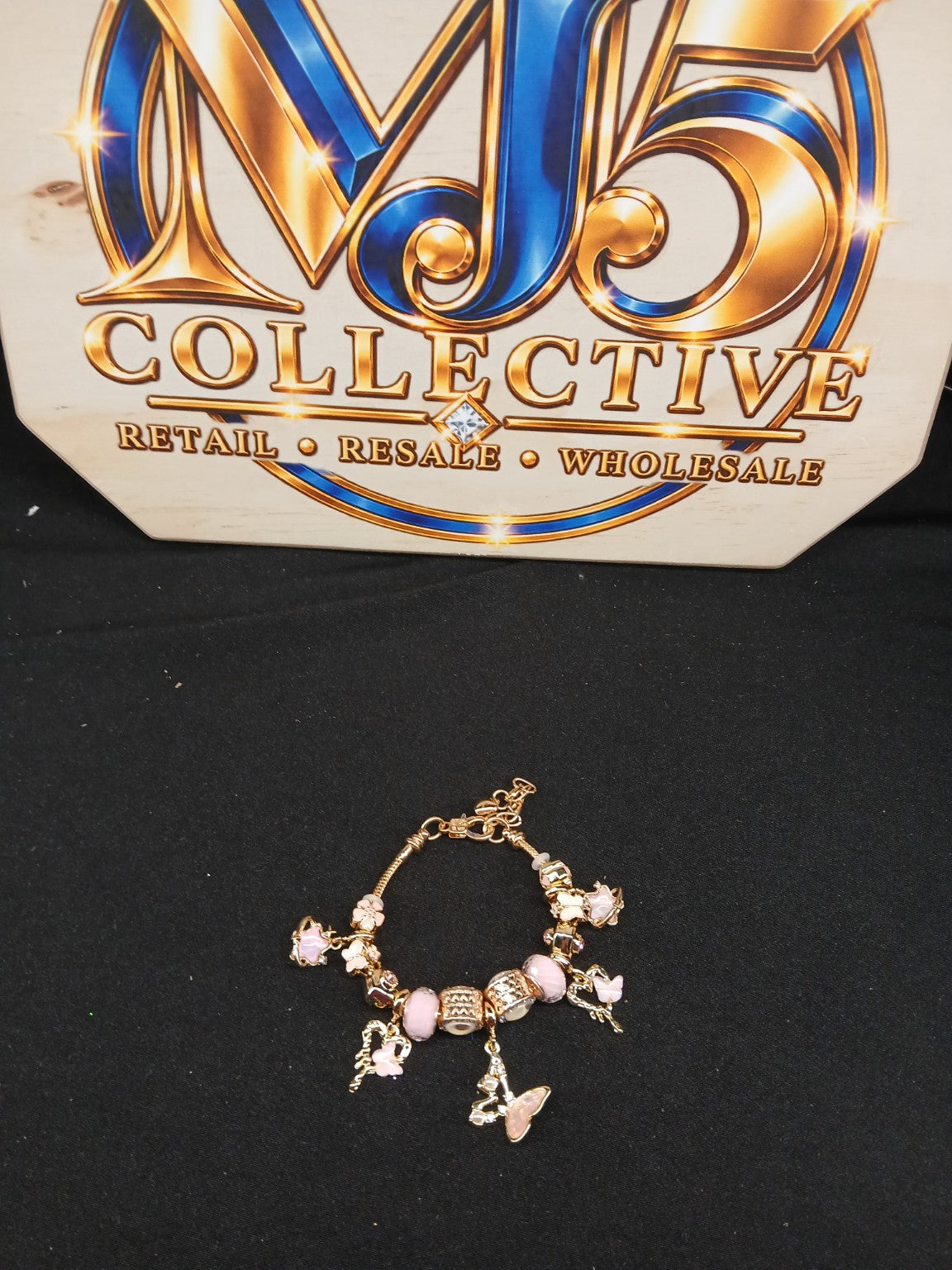 Blush Butterfly Garden Charm Bracelet full display with MJ5 Collective branding