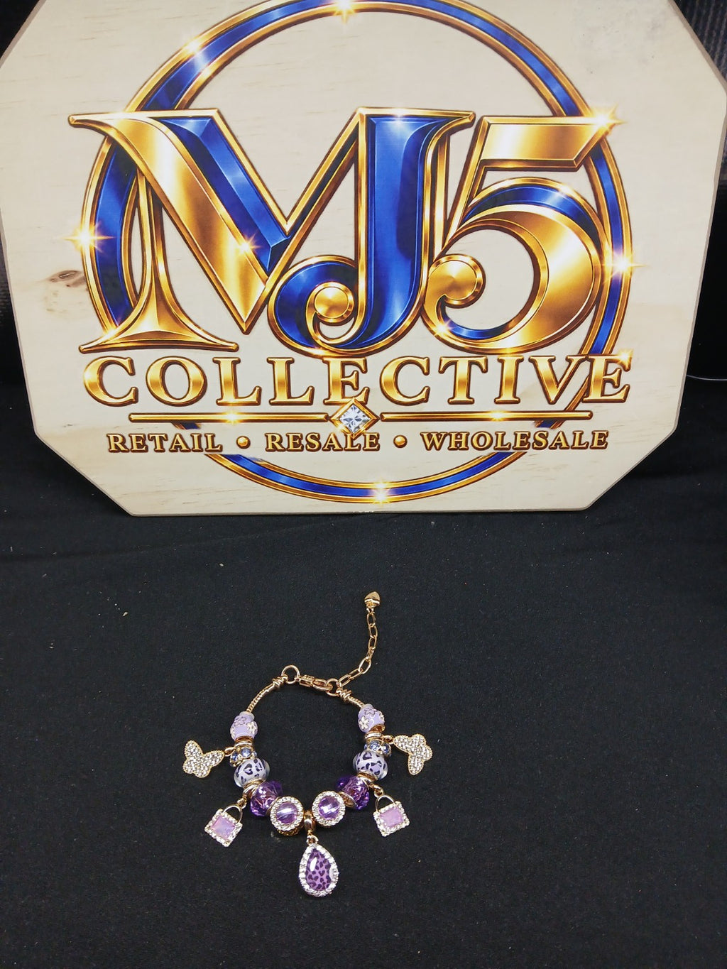 Purple leopard charm bracelet full view