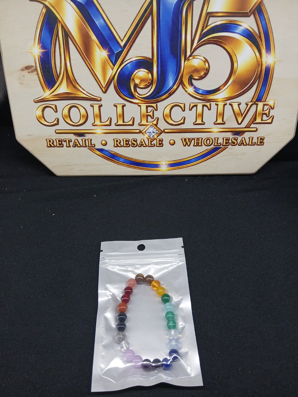 Rainbow multicolor beaded bracelet full view