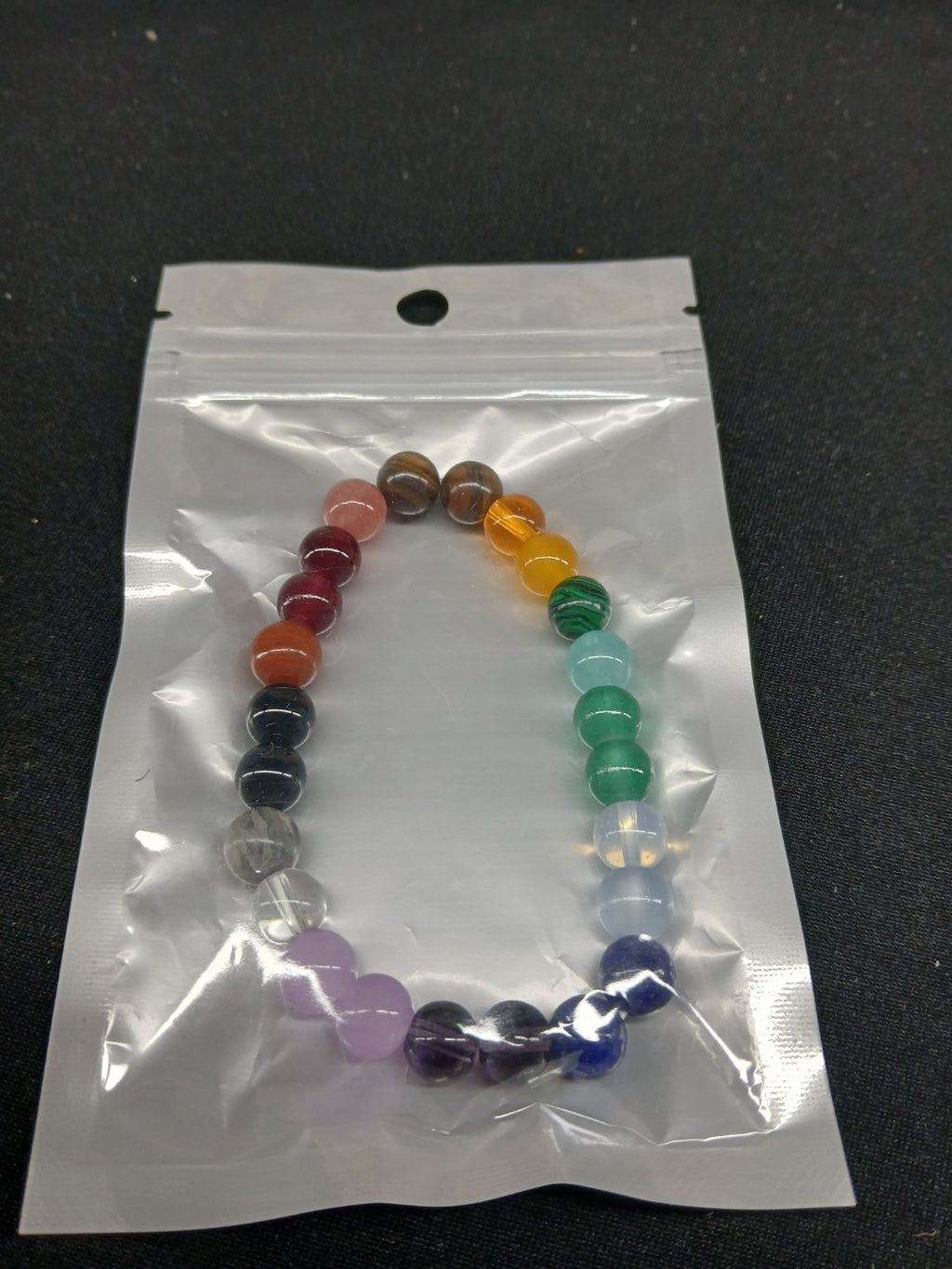 Rainbow multicolor beaded bracelet close-up