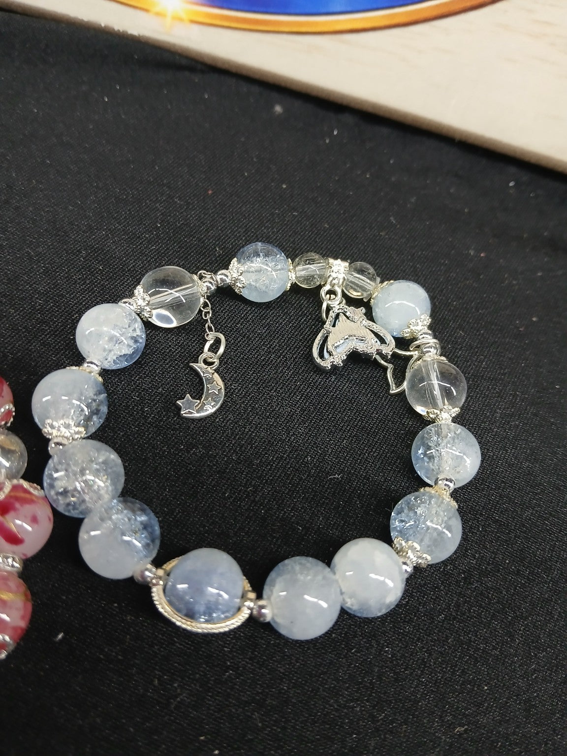 Green, Pink & Ice Blue Beaded Bracelet Trio – 3-Piece Set
