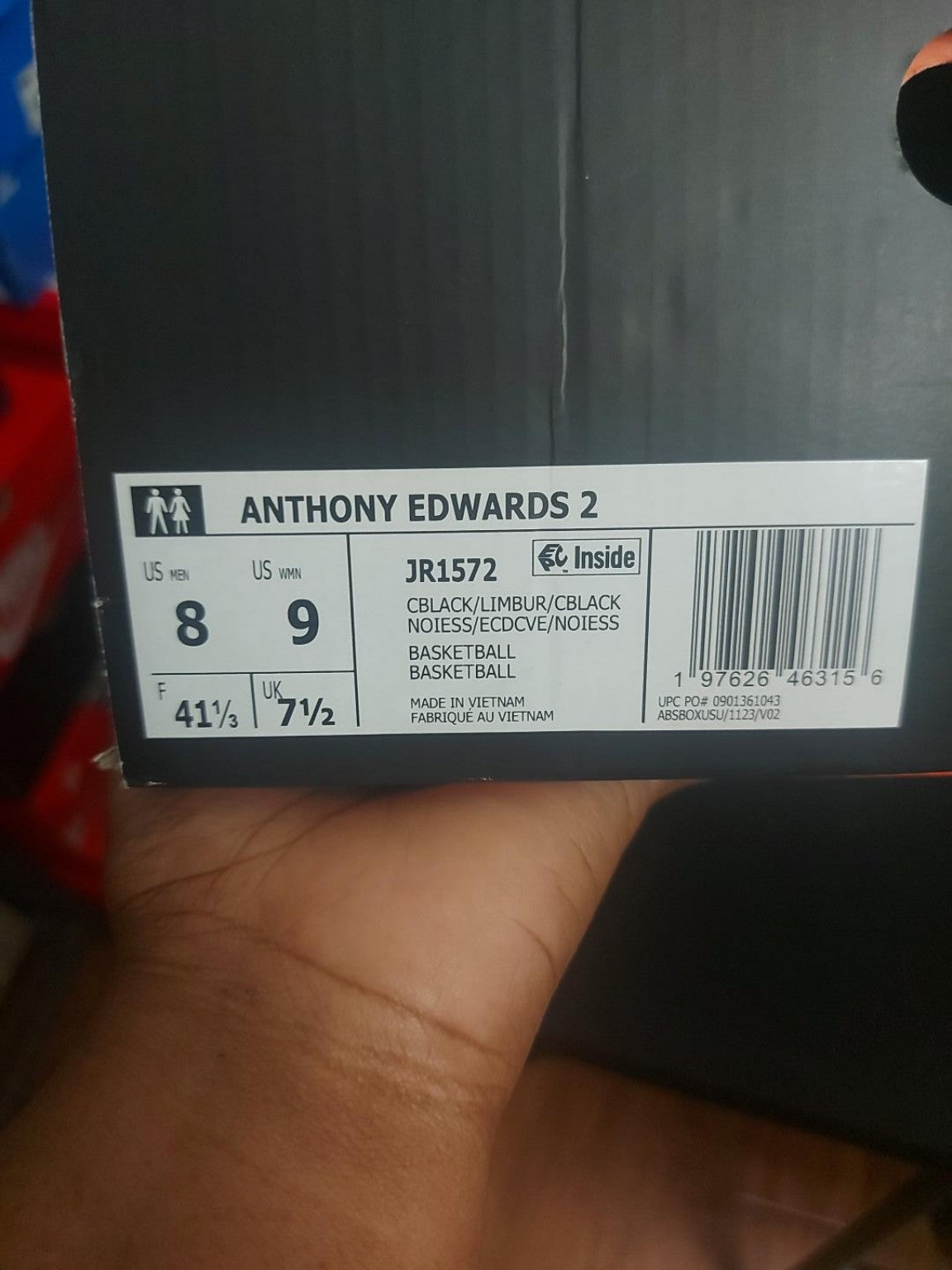 adidas Anthony Edwards 2 JR1572 size label men's 8 women's 9