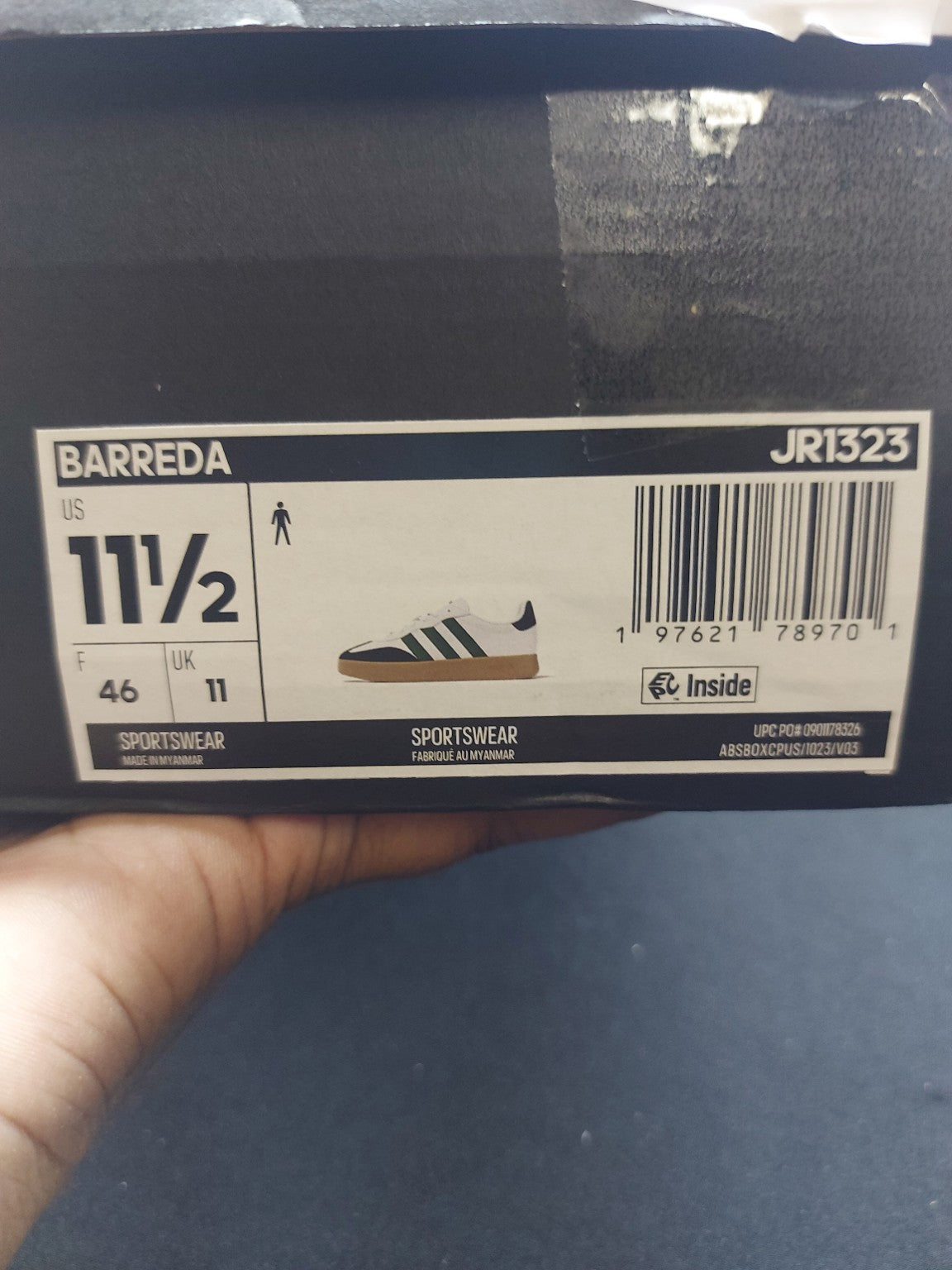 Adidas Barreda JR1323 white green black gum shoes