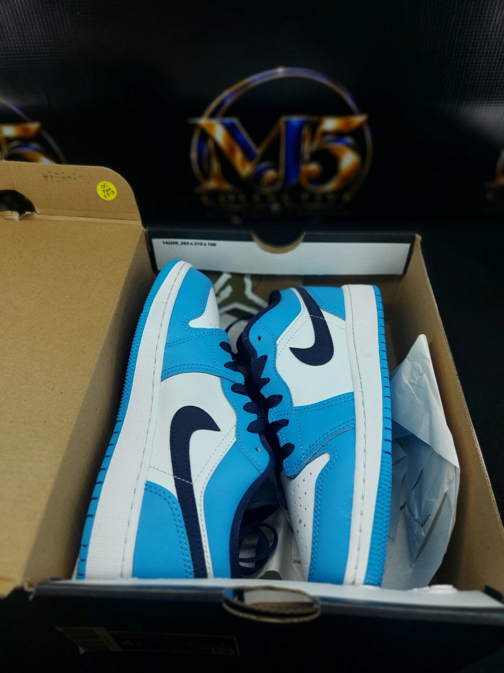 Air Jordan 1 Low GS White Dark Powder Blue Obsidian in original box