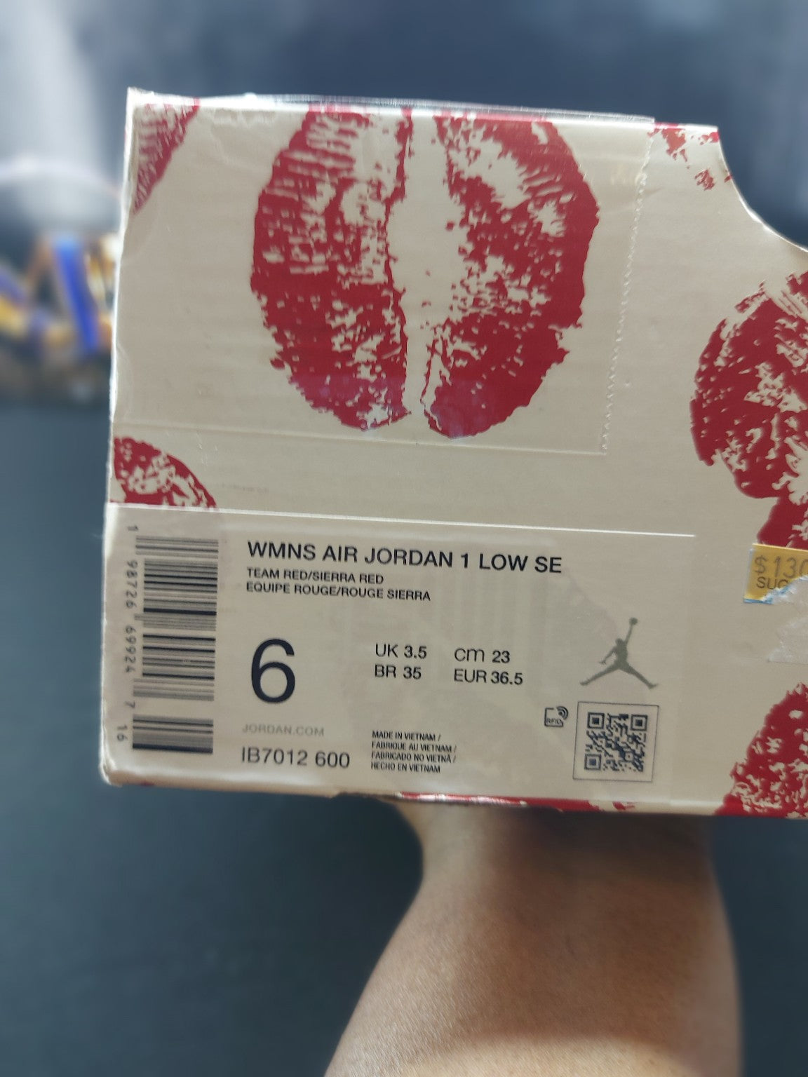 Air Jordan 1 Low SE IB7012-600 women's size 6 box label