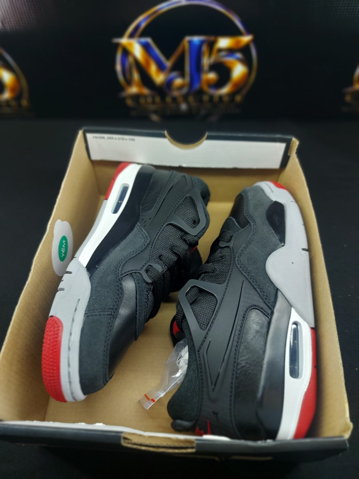 Air Jordan 4 RM GS Black Varsity Red Wolf Grey in original box