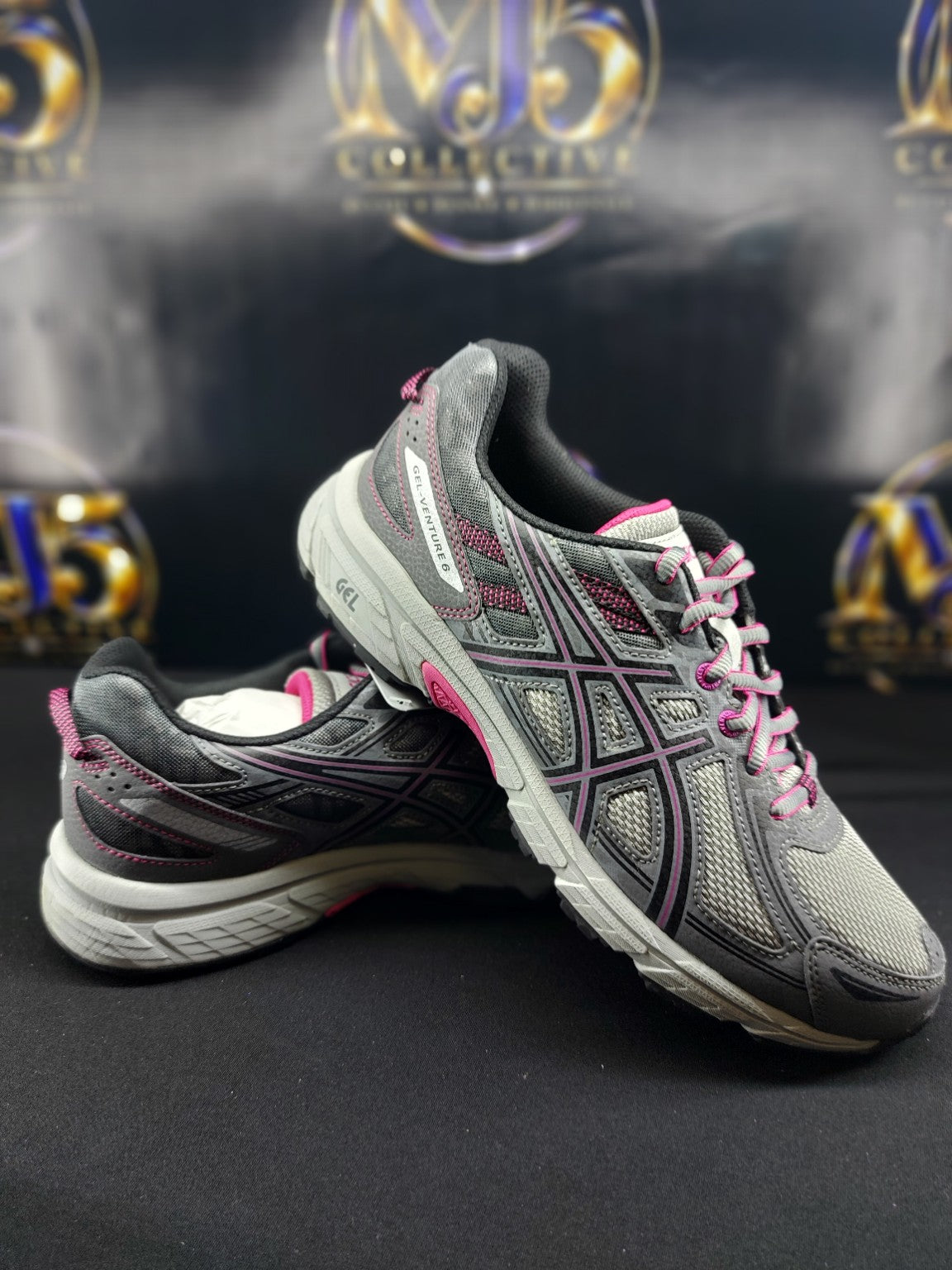 ASICS GEL-Venture 6 women's 10.5 wide Carbon Black Pink Peacock