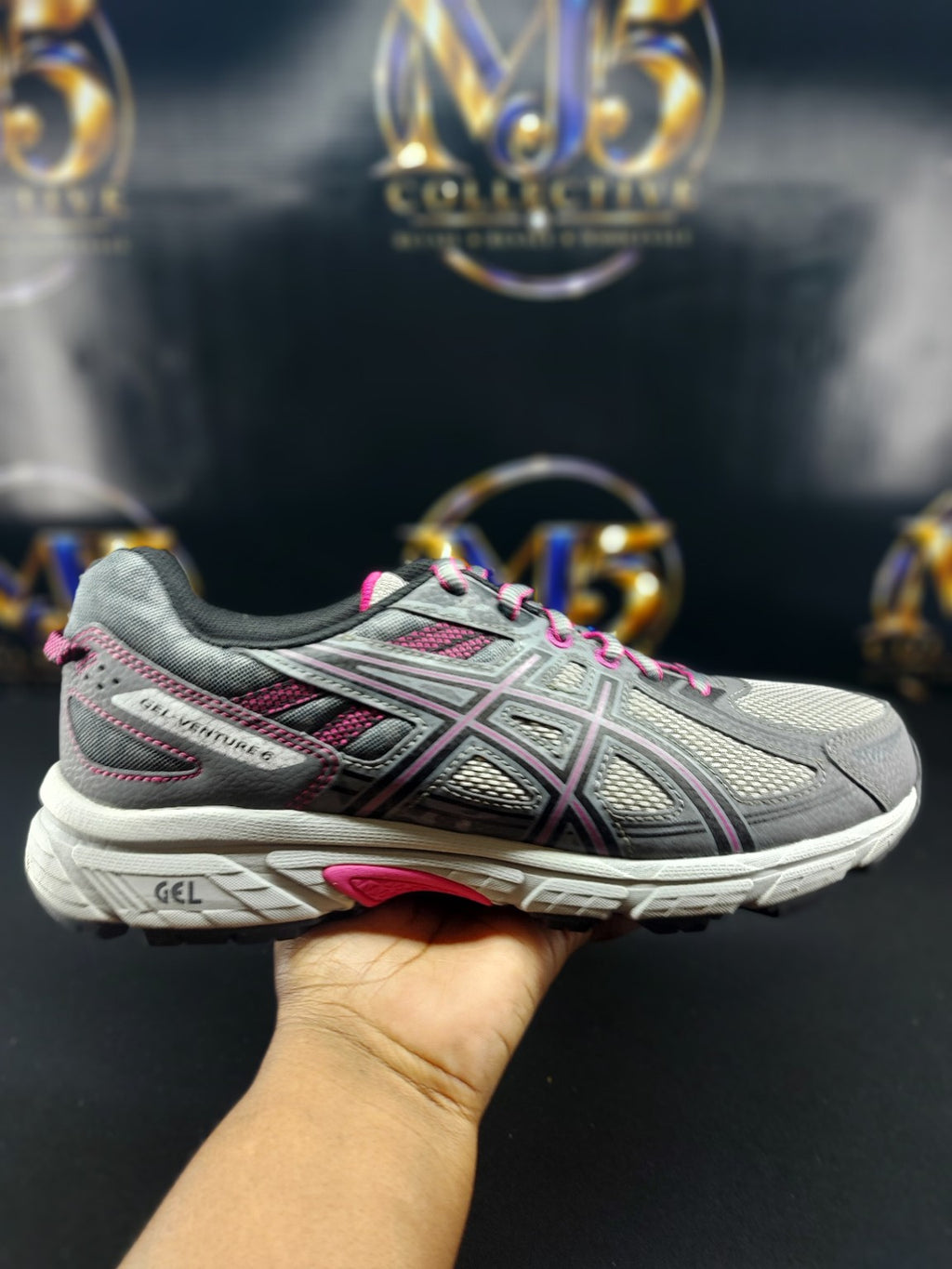 ASICS GEL-Venture 6 Carbon Black Pink Peacock side view