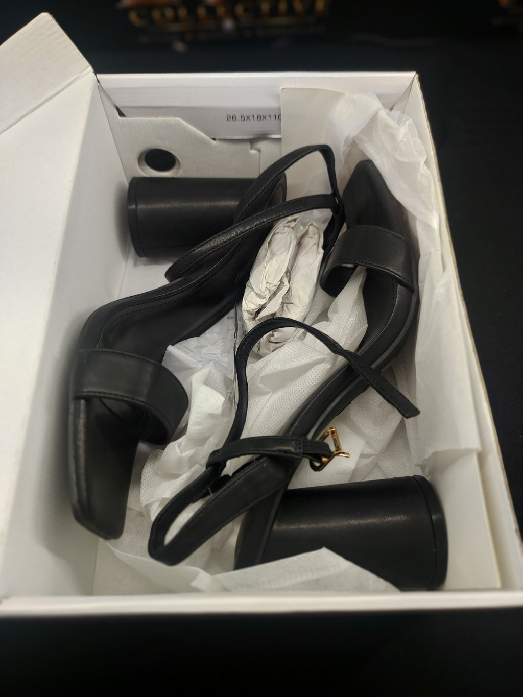 Athlefit black block heel sandals size 8.5 actual photo 4