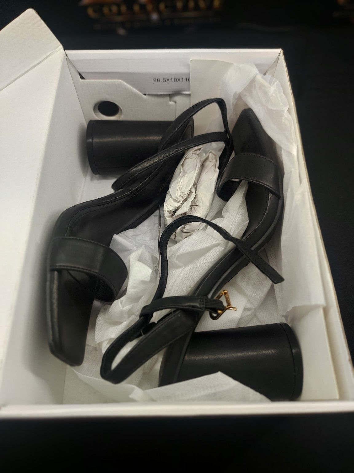 Athlefit black block heel sandals size 8.5 actual photo 4