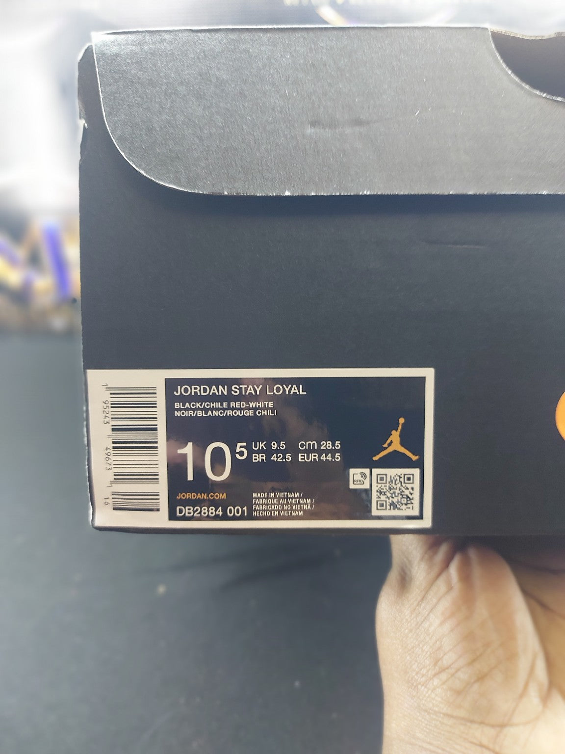 Jordan Stay Loyal size 10.5 style DB2884-001 box label