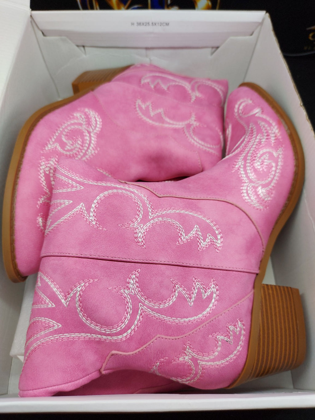 Athlefit pink embroidered cowboy boots size 9 original photo 3