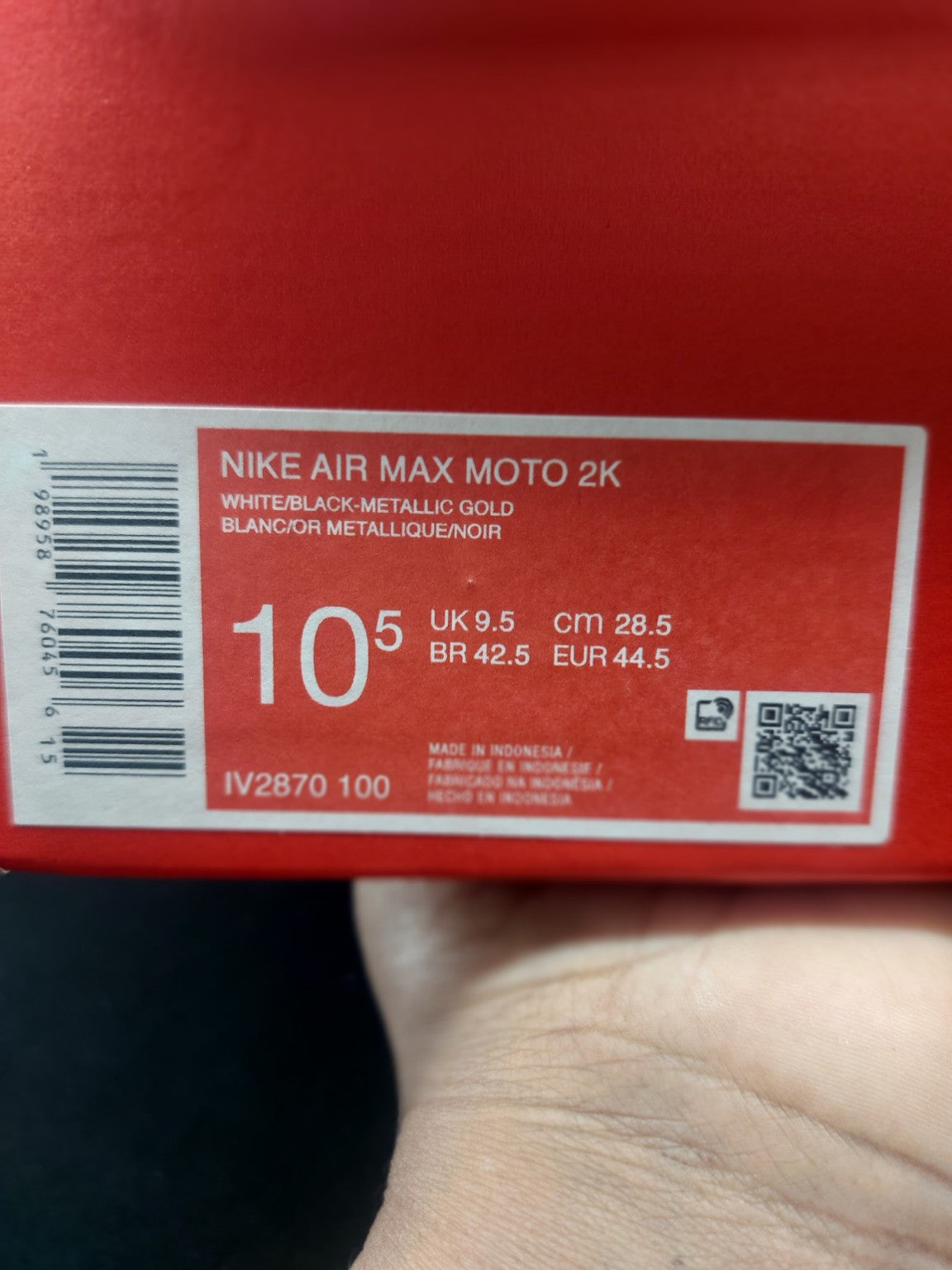 Original Nike box label Air Max Moto 2K IV2870-100 men's size 10.5