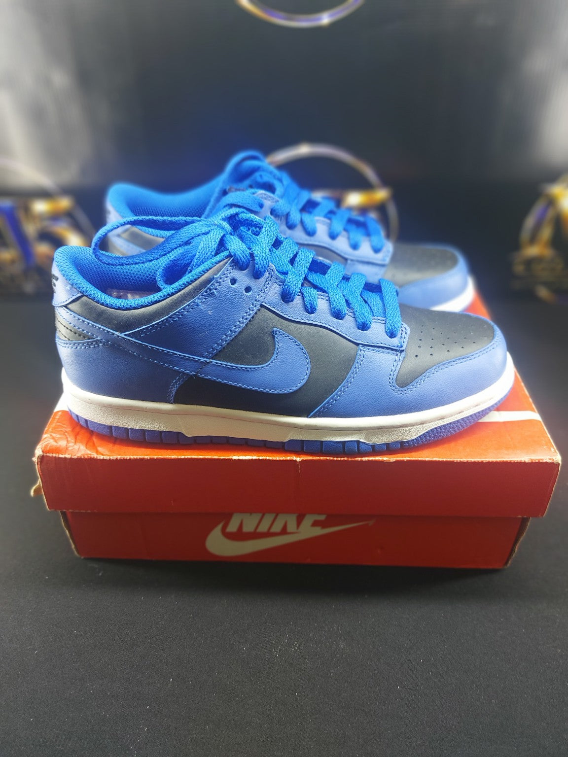 Nike Dunk Low GS Hyper Cobalt black blue sneakers pair