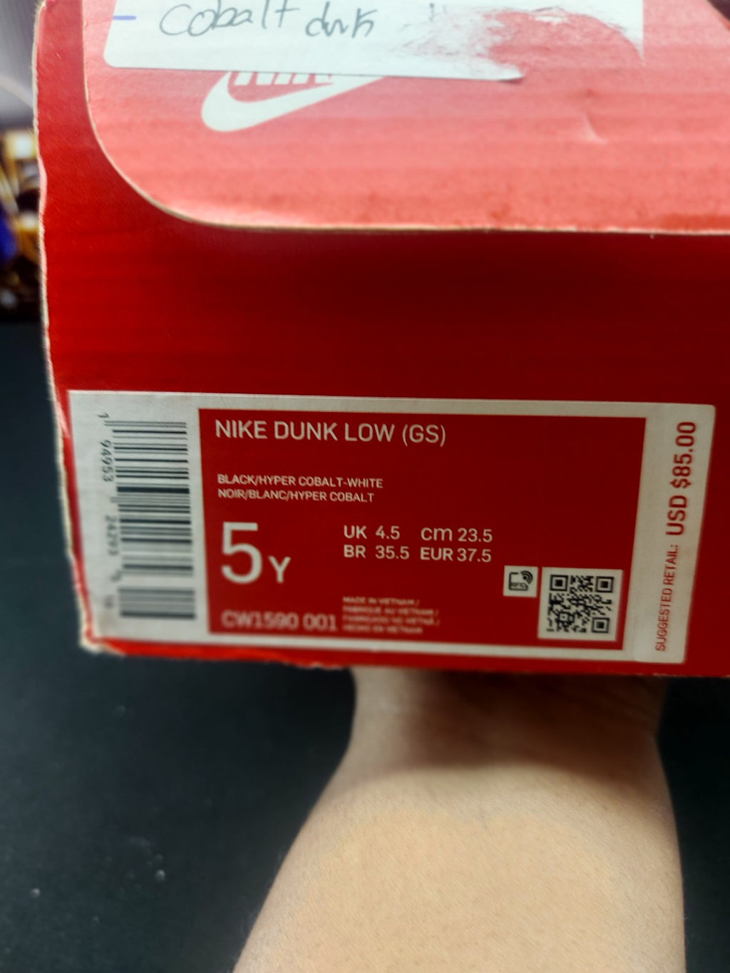 Nike Dunk Low GS Hyper Cobalt Black White size 5Y image 3