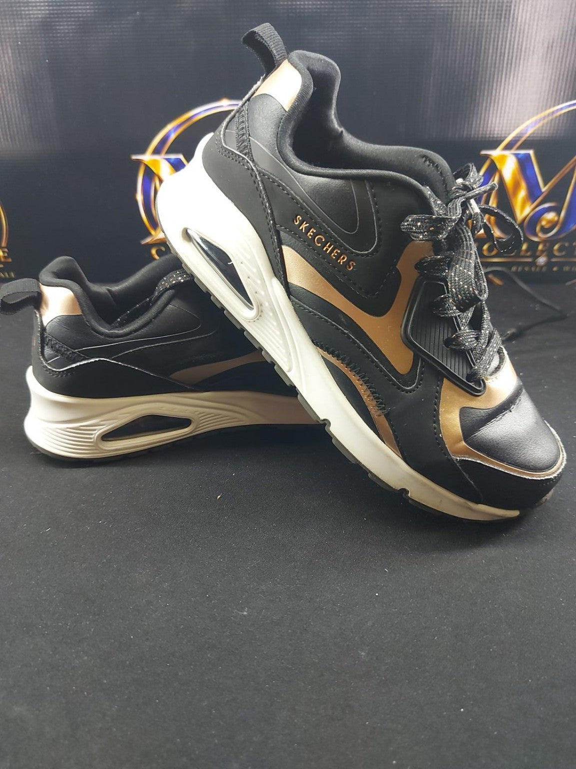 Skechers black gold actual original photo 3