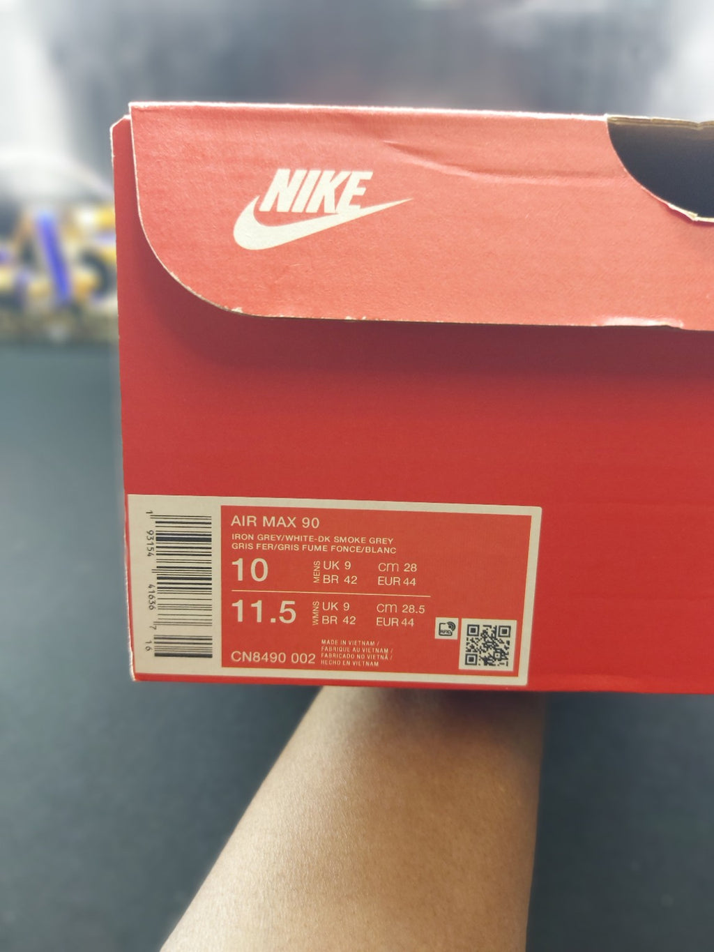 Nike Air Max 90 CN8490-002 box label men's size 10