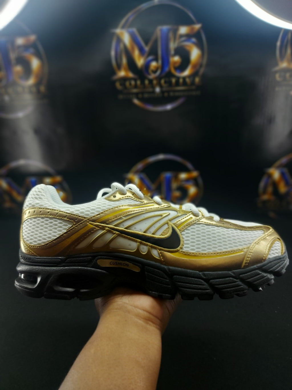 Nike Air Max Moto 2K White Metallic Gold side profile