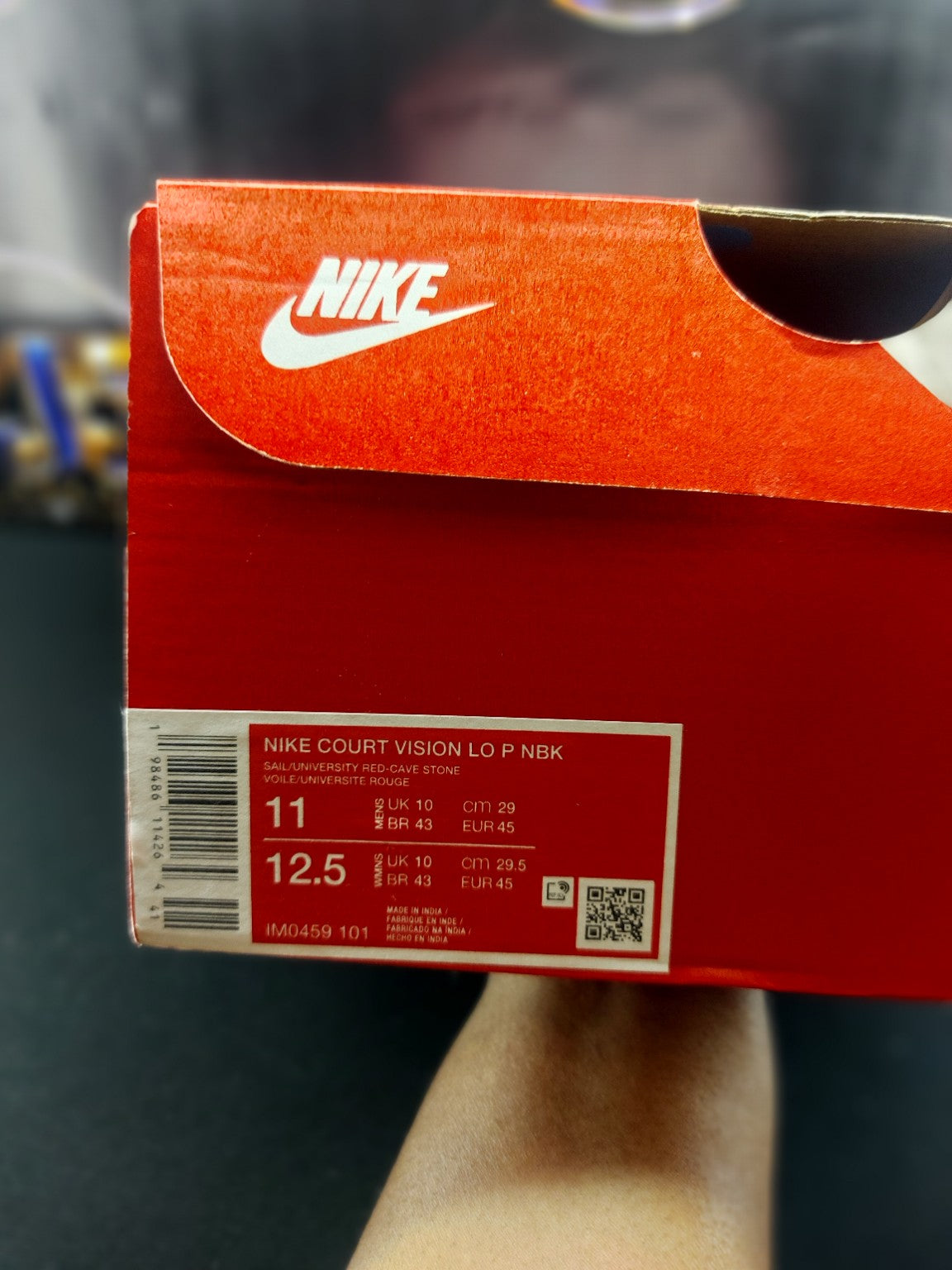 Nike Court Vision Low IM0459-101 size 11 box label