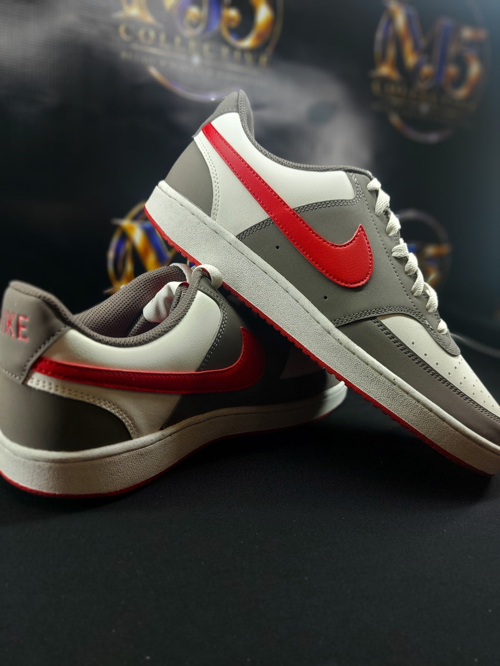 Nike Court Vision Low grey white red pair