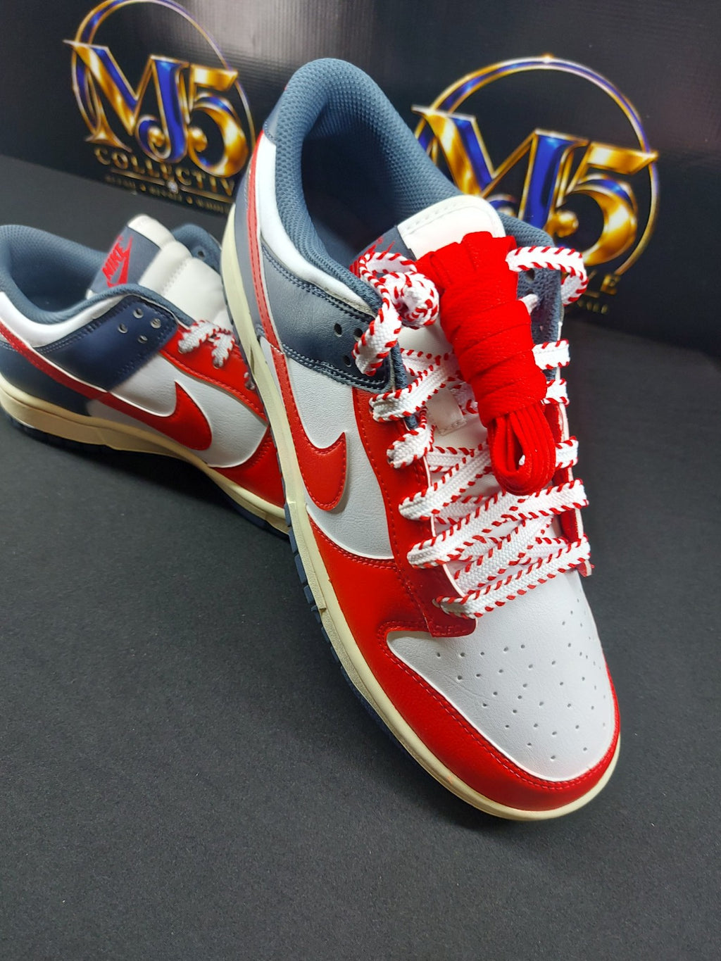 Nike Dunk Low Retro White University Red men's size 10 with extra red laces