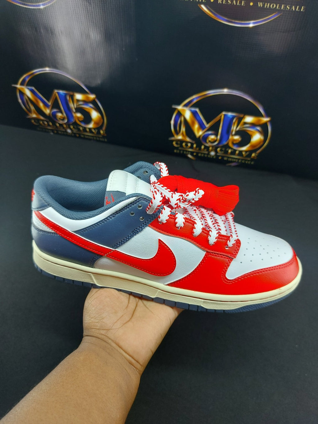 Nike Dunk Low Retro White University Red men's size 10 - side profile