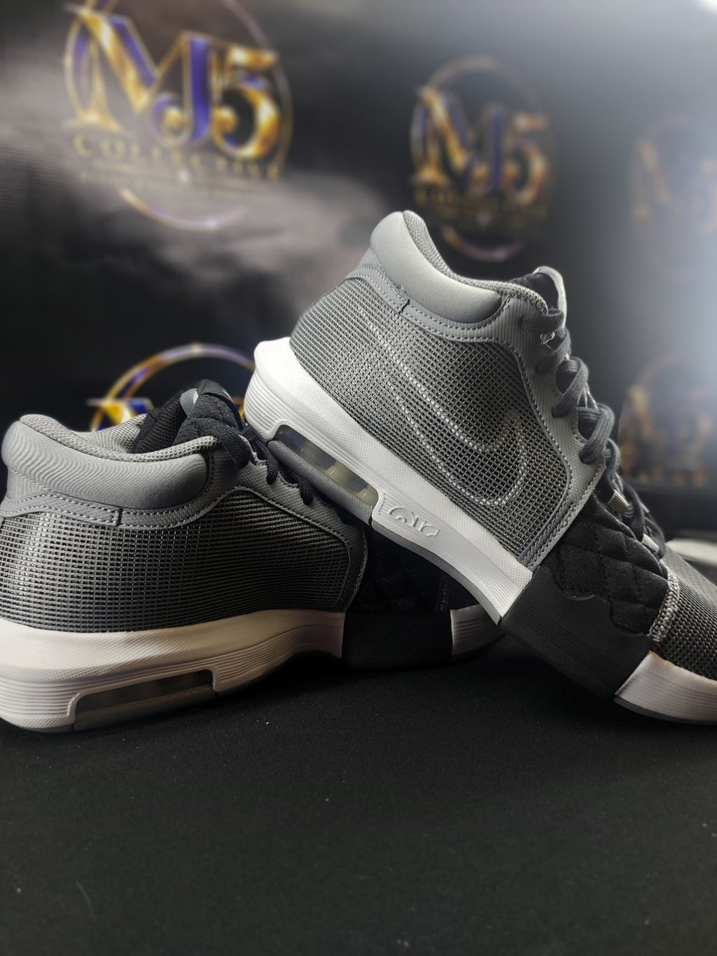Nike LeBron Witness VIII Cool Grey White Black pair side profile